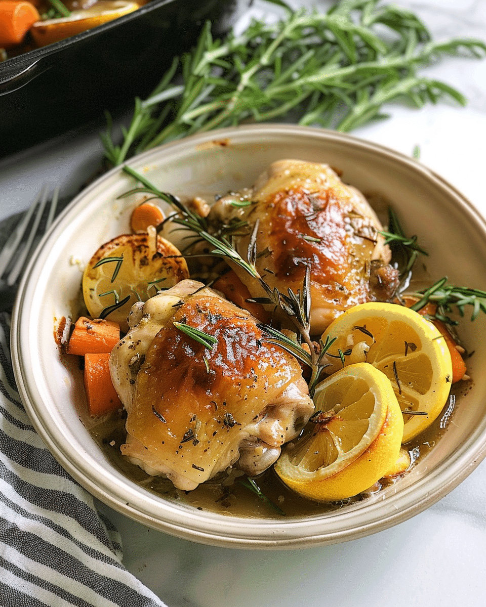Slow Cooker Rosemary Lemon Chicken Thighs