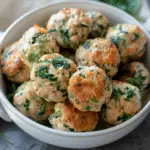 Baked Chicken Meatballs with Spinach