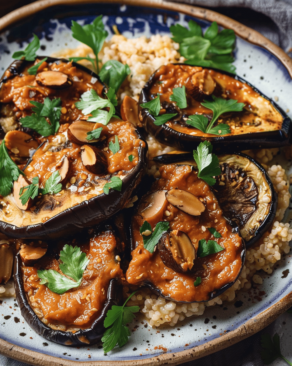 Roasted Eggplant in Mafé Peanut Sauce