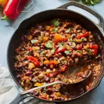 Vegetarian Skillet Chili with Mushroom, Bell Pepper, and Onion