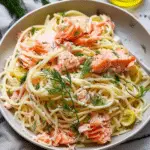 Garlic Dill Salmon Pasta