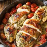 Creamy Pesto Chicken with Roasted Tomatoes