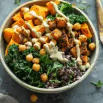 Sweet Potato Chickpea Buddha Bowl with Broccolini and Kale