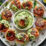 Baked Salmon Meatballs with Avocado Sauce