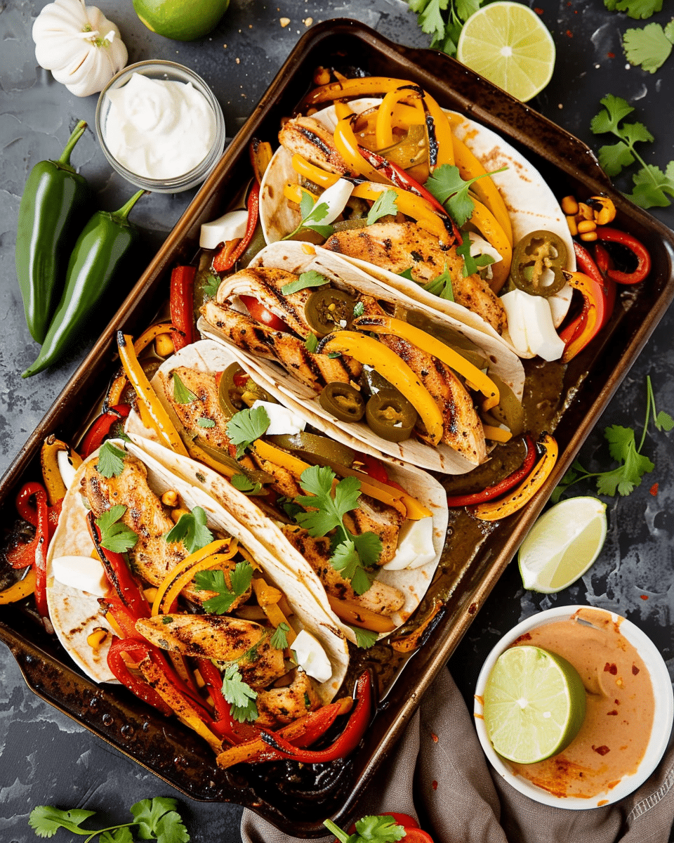 Sheet-Pan Poblano & Corn Chicken Fajitas