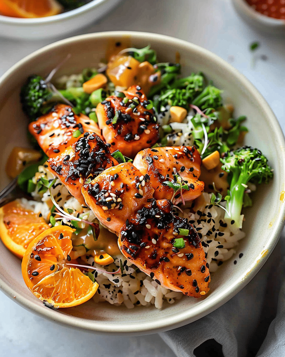 Crispy Orange Salmon Bowls