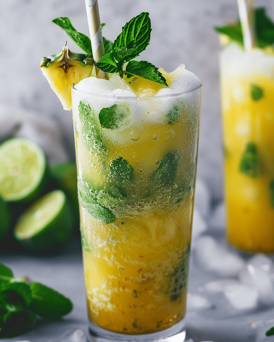 Sparkling Pineapple Mojito Mocktail