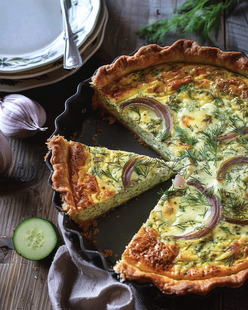 Goat Cheese and Dill Quiche in a Hash Brown Crust