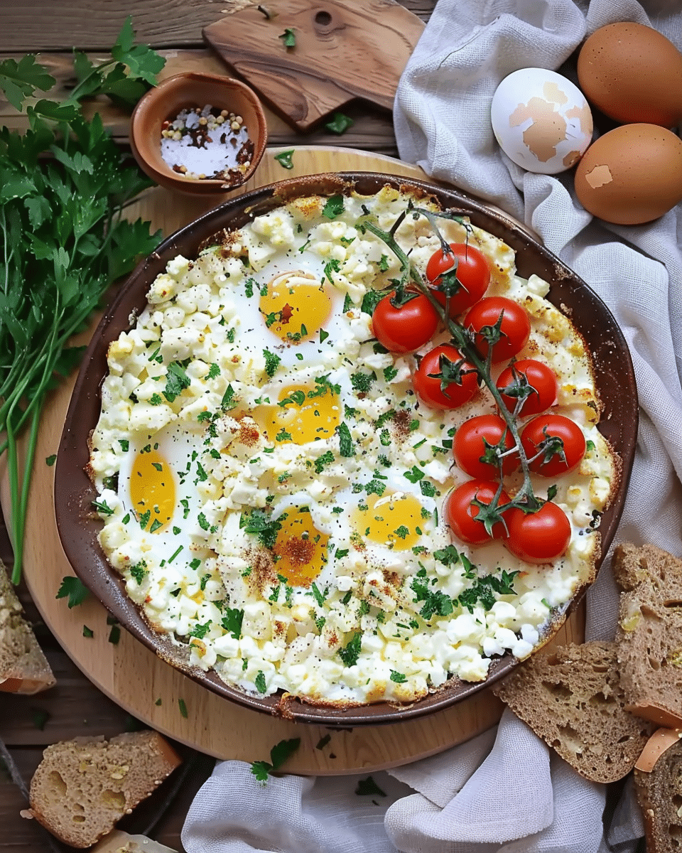 Baked Feta Cheese Dip with Eggs