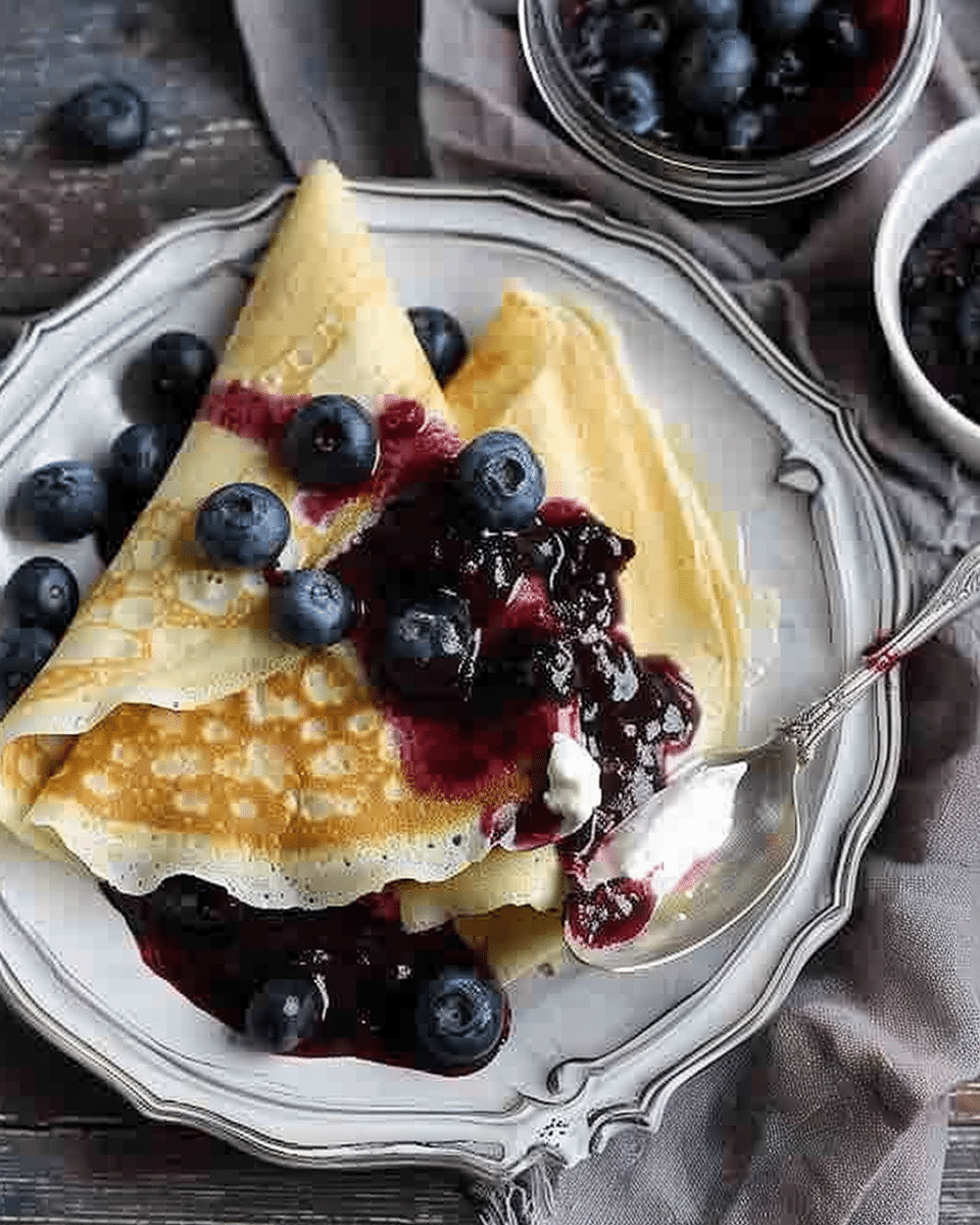 Crepes With Blueberry Sauce