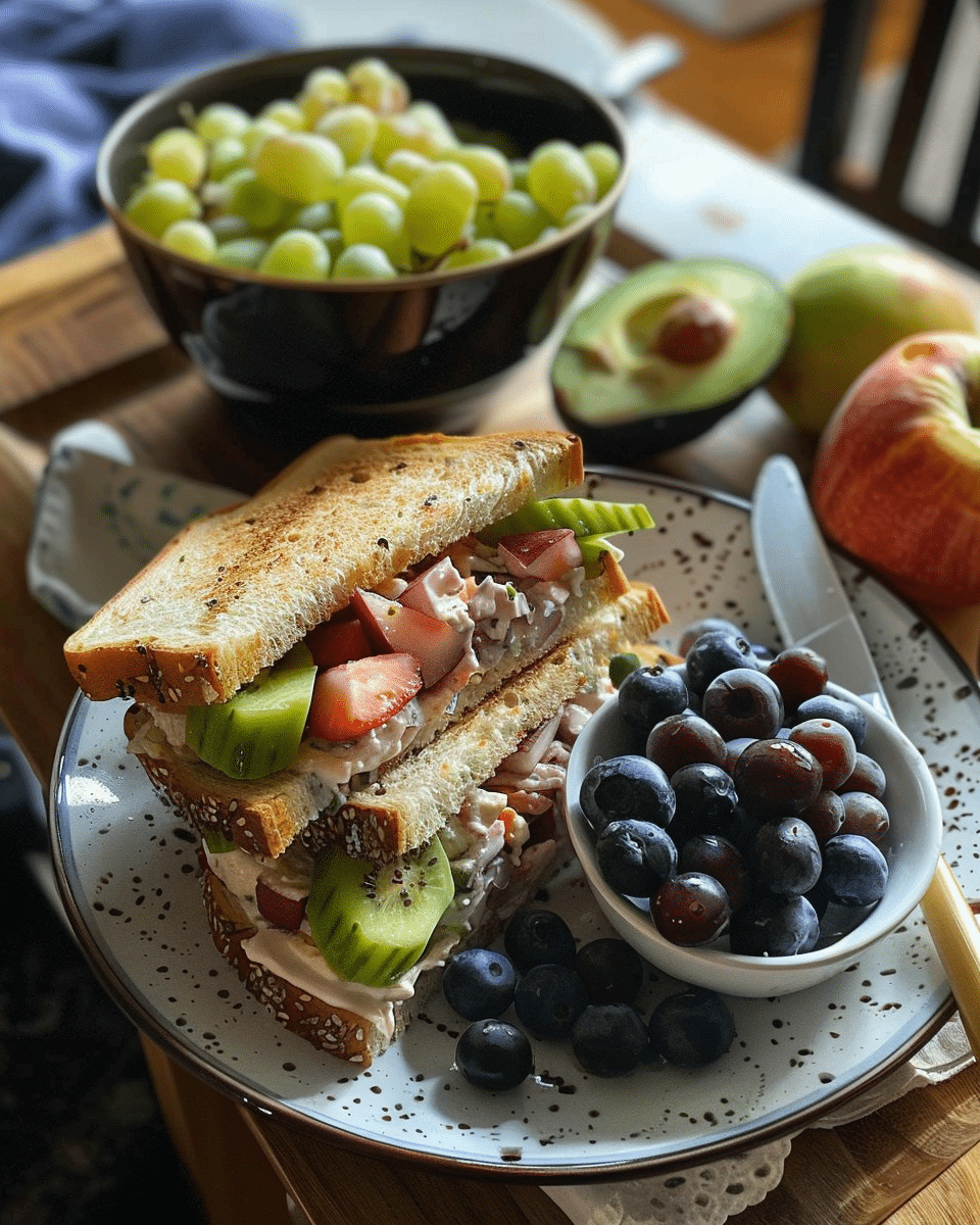 Small Sandwich and Bowl of Fruit