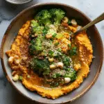 Carrot Ginger Hummus Bowl with Sesame Garlic