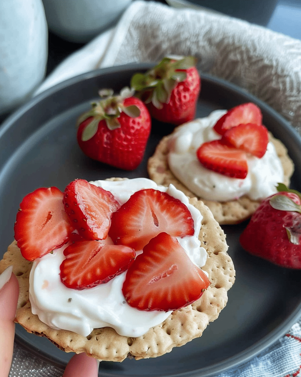 Yogurt, Rice Crackers and Strawberries