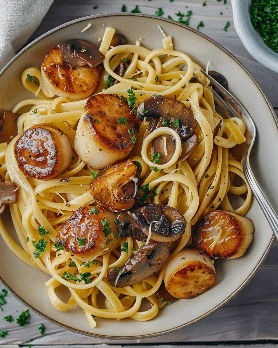Easy Linguine and Mushroom Scallops