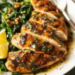Asado Chicken Breasts with Sautéed Garlic Spinach