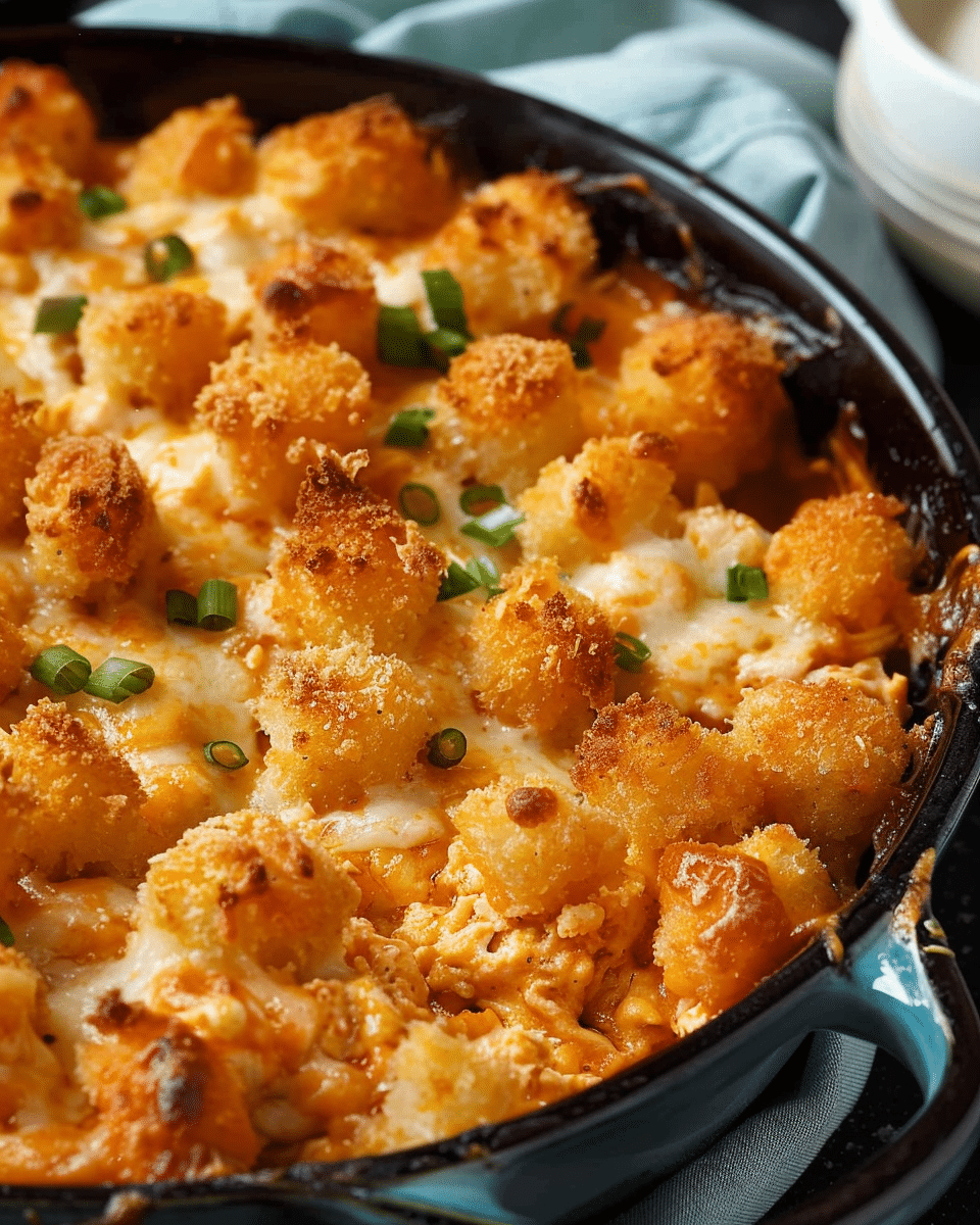 Buffalo Chicken Casserole With Tater Tots