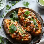 Slow Cooker Buffalo Chicken Stuffed Sweet Potatoes