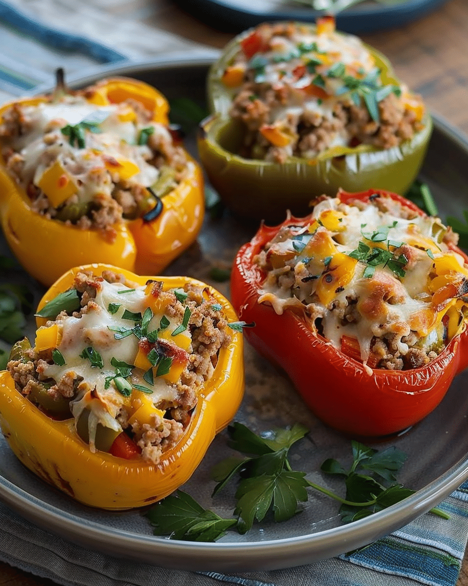 Stuffed Bell Peppers with Ground Turkey
