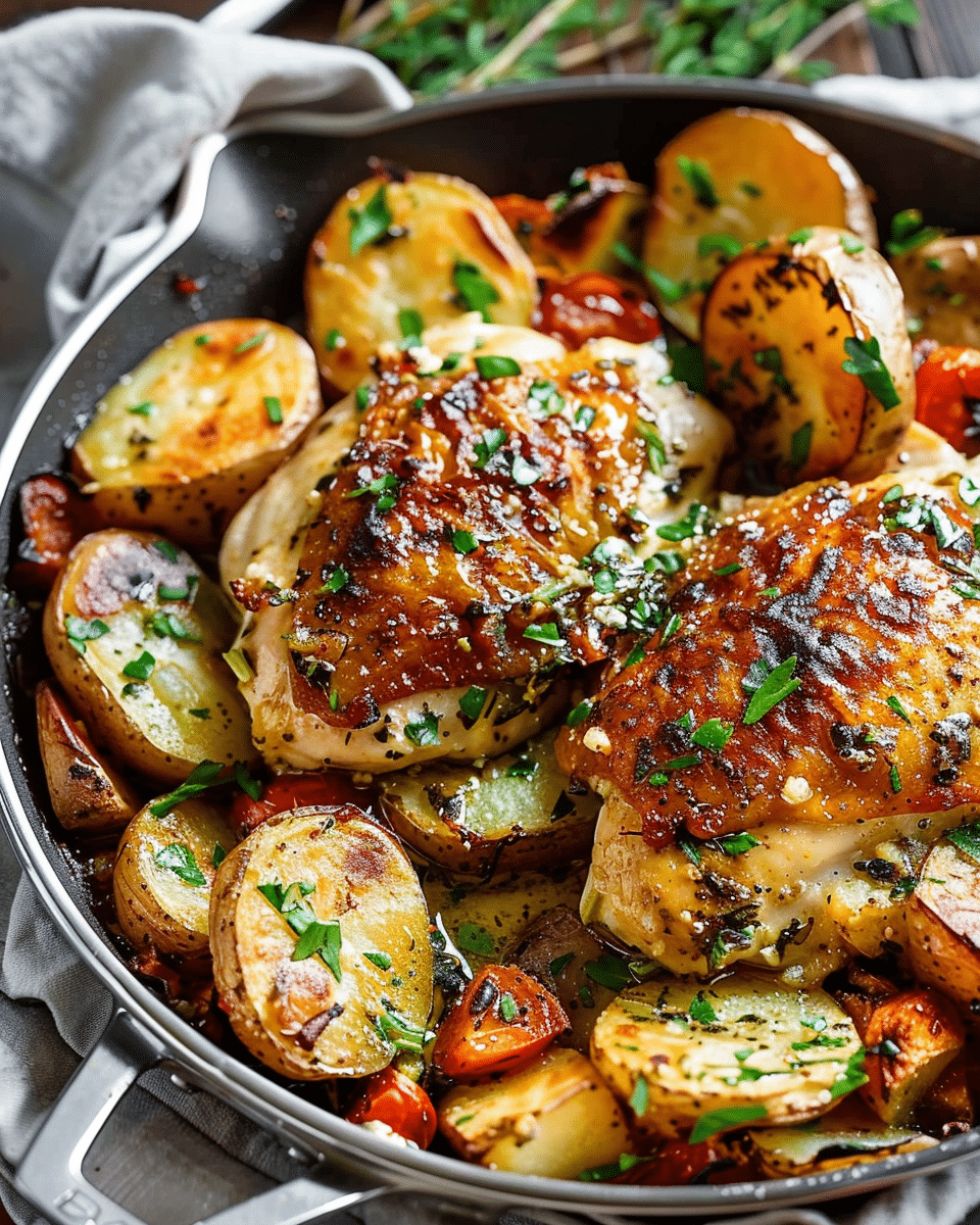 Garlic Butter Chicken and Potatoes Skillet
