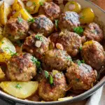 Baked Greek Meatballs and Potatoes