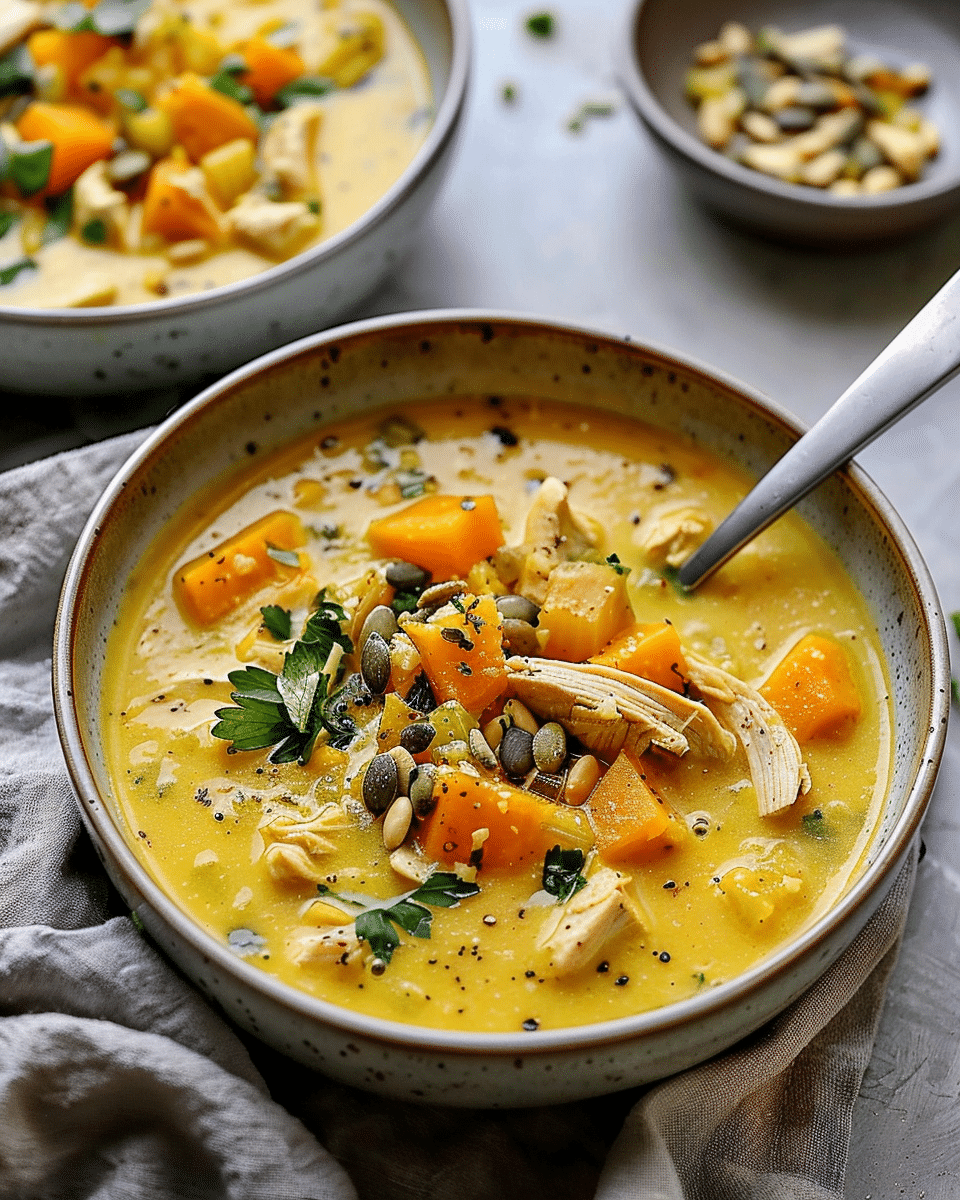 Creamy Coconut Butternut Squash Chicken Soup