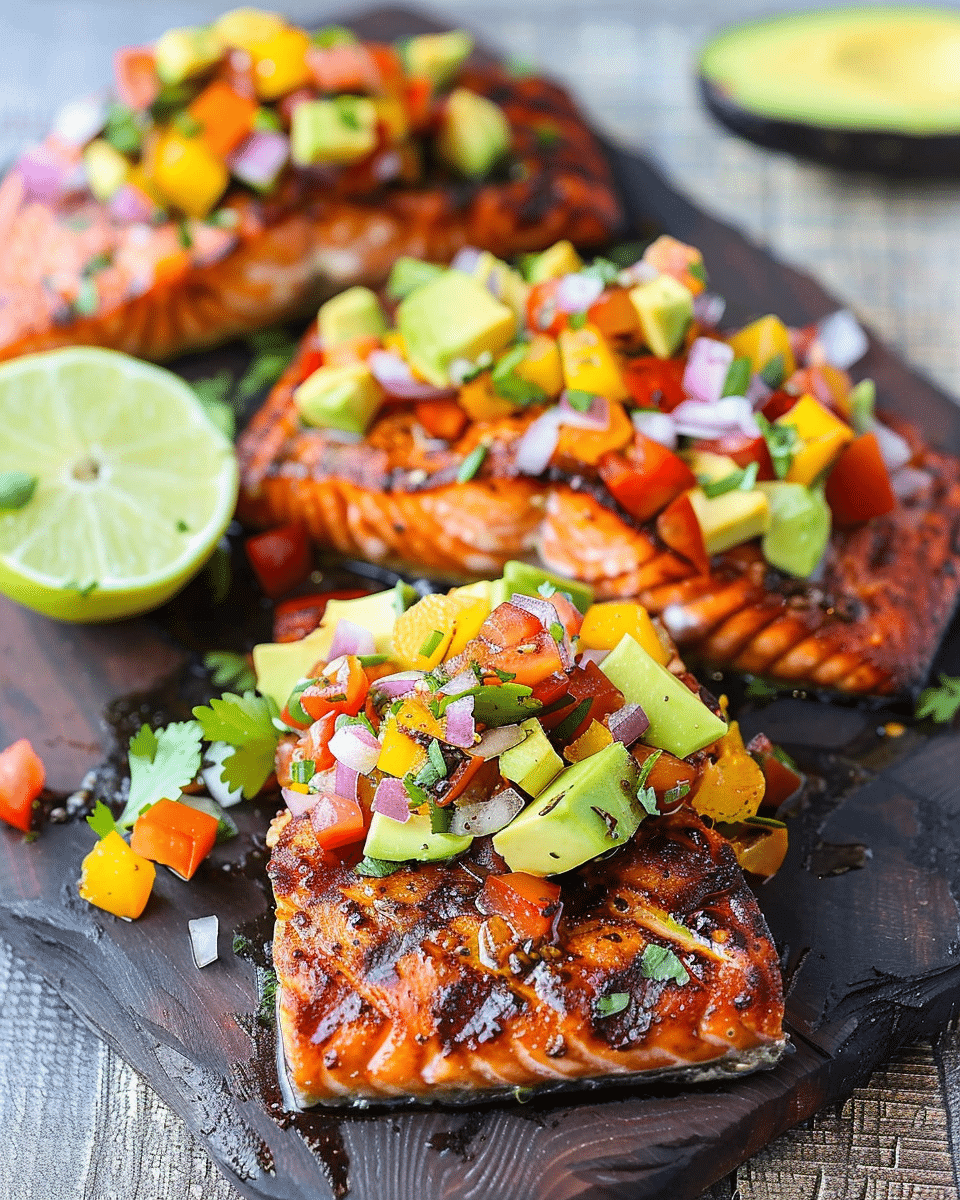 Easy BBQ Salmon with Avocado Salsa