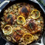 One Pan Lemon Chicken + Rice