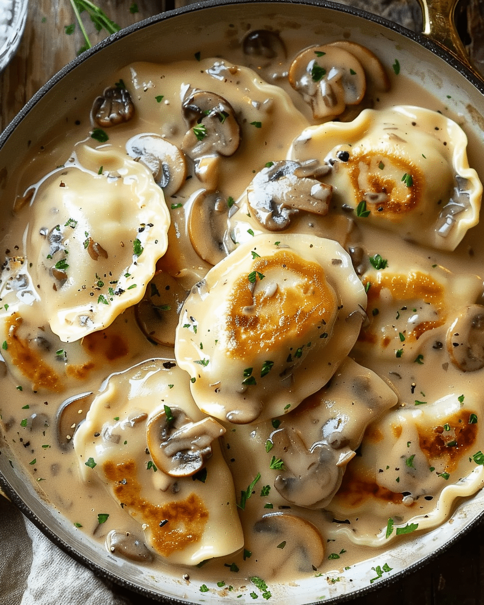 Pierogi with Creamy Mushroom Sauce