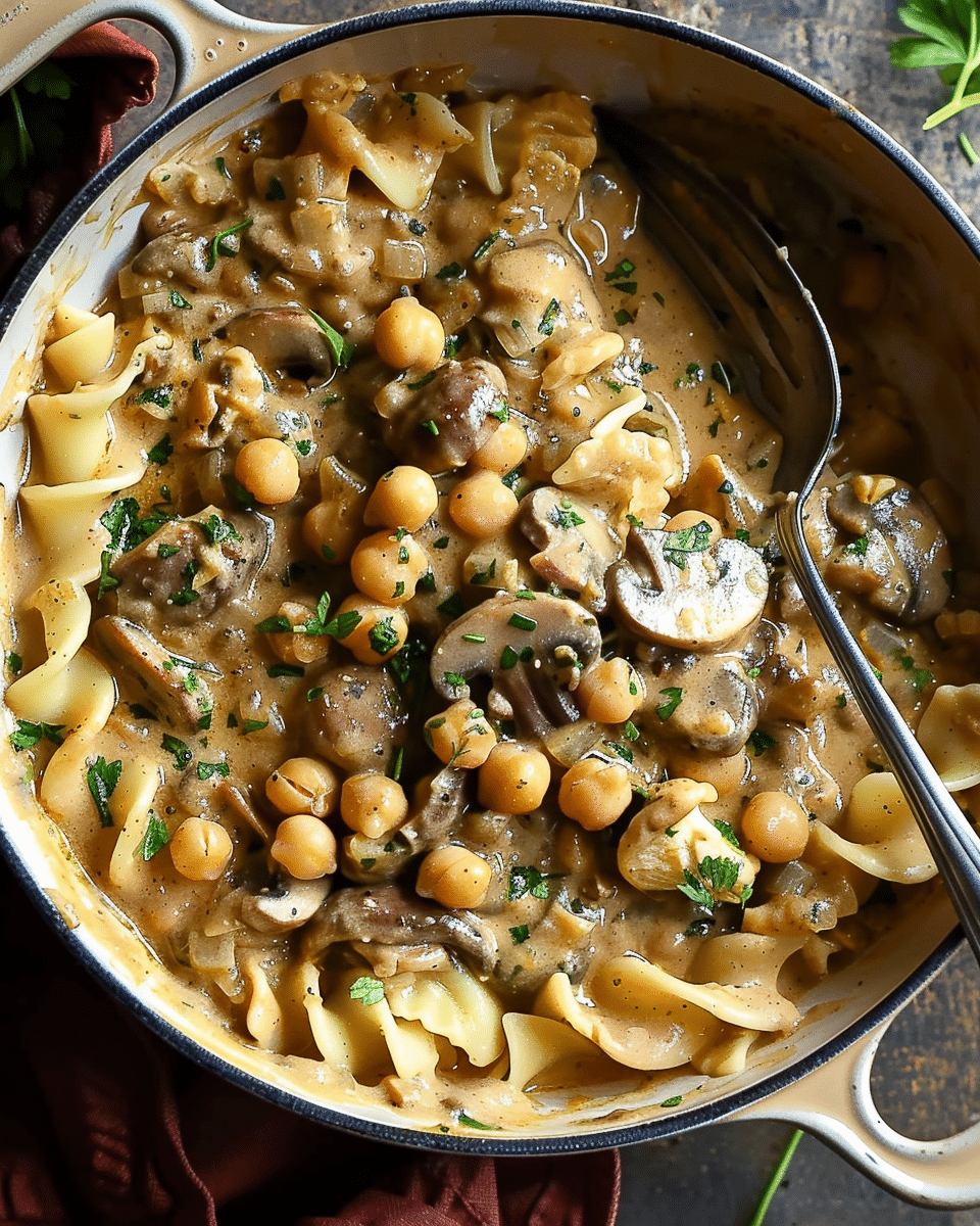 Mushroom Chickpea Stroganoff