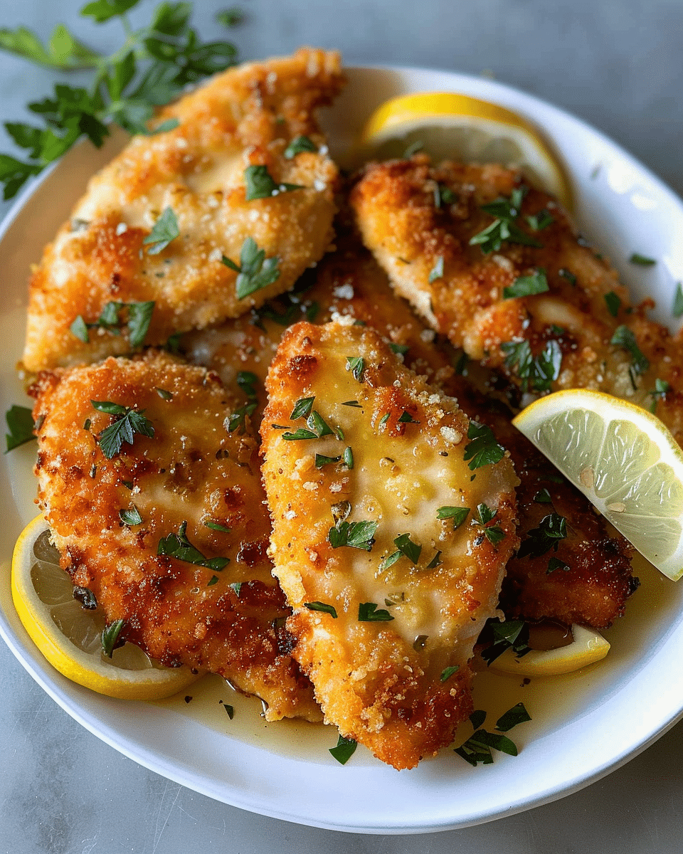 Parmesan Crusted Chicken with Lemon Garlic Butter Sauce
