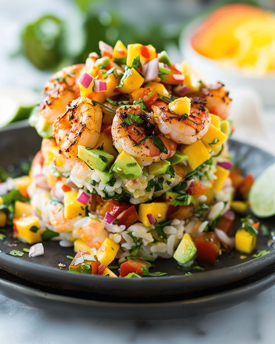 Spicy Shrimp Stacks with Mango Salsa