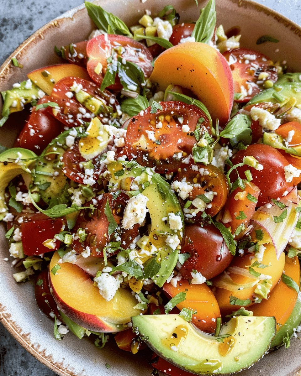 Tomato Peach Avocado Salad