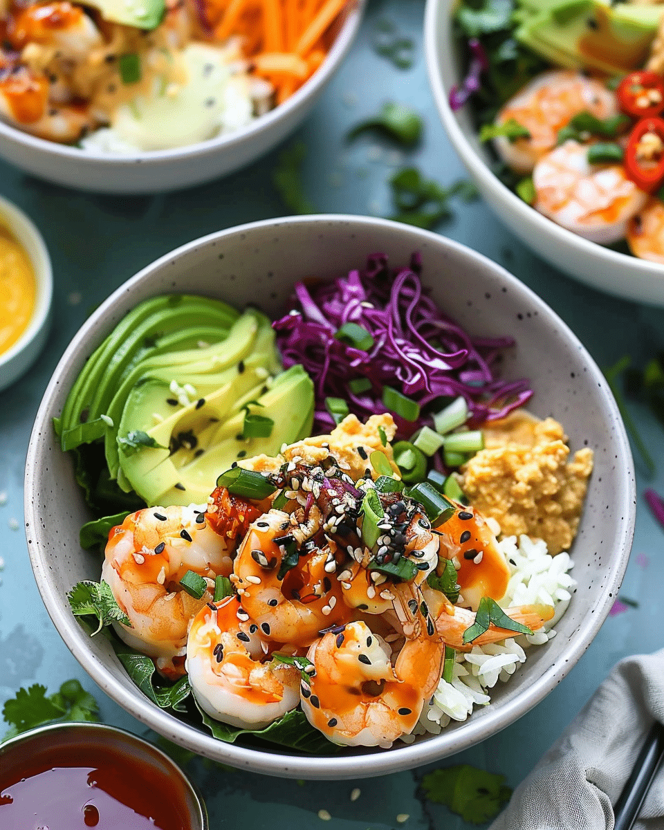 Creamy Sriracha Shrimp Poke Bowls