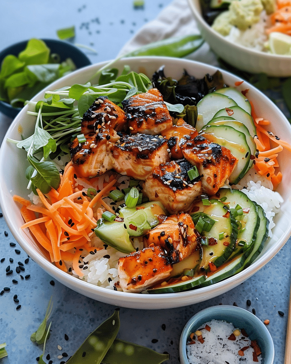 Crispy Spicy Salmon Bowls