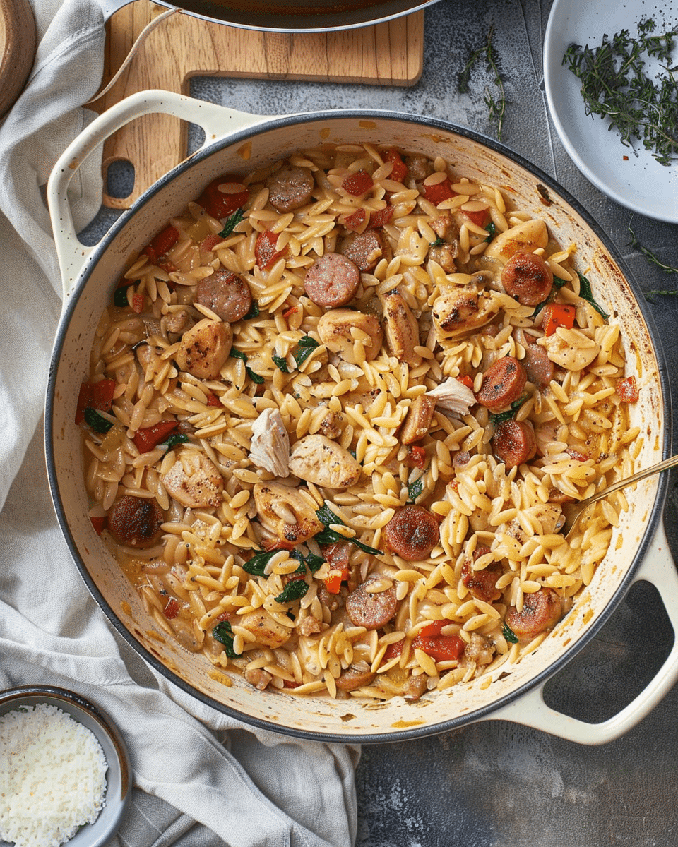 Creamy Chicken and Chorizo Orzo