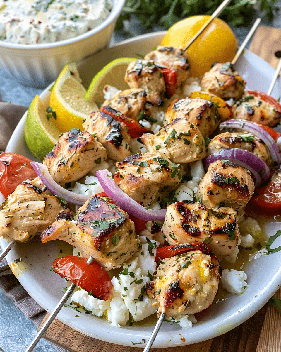 Feta Marinated Chicken Souvlaki