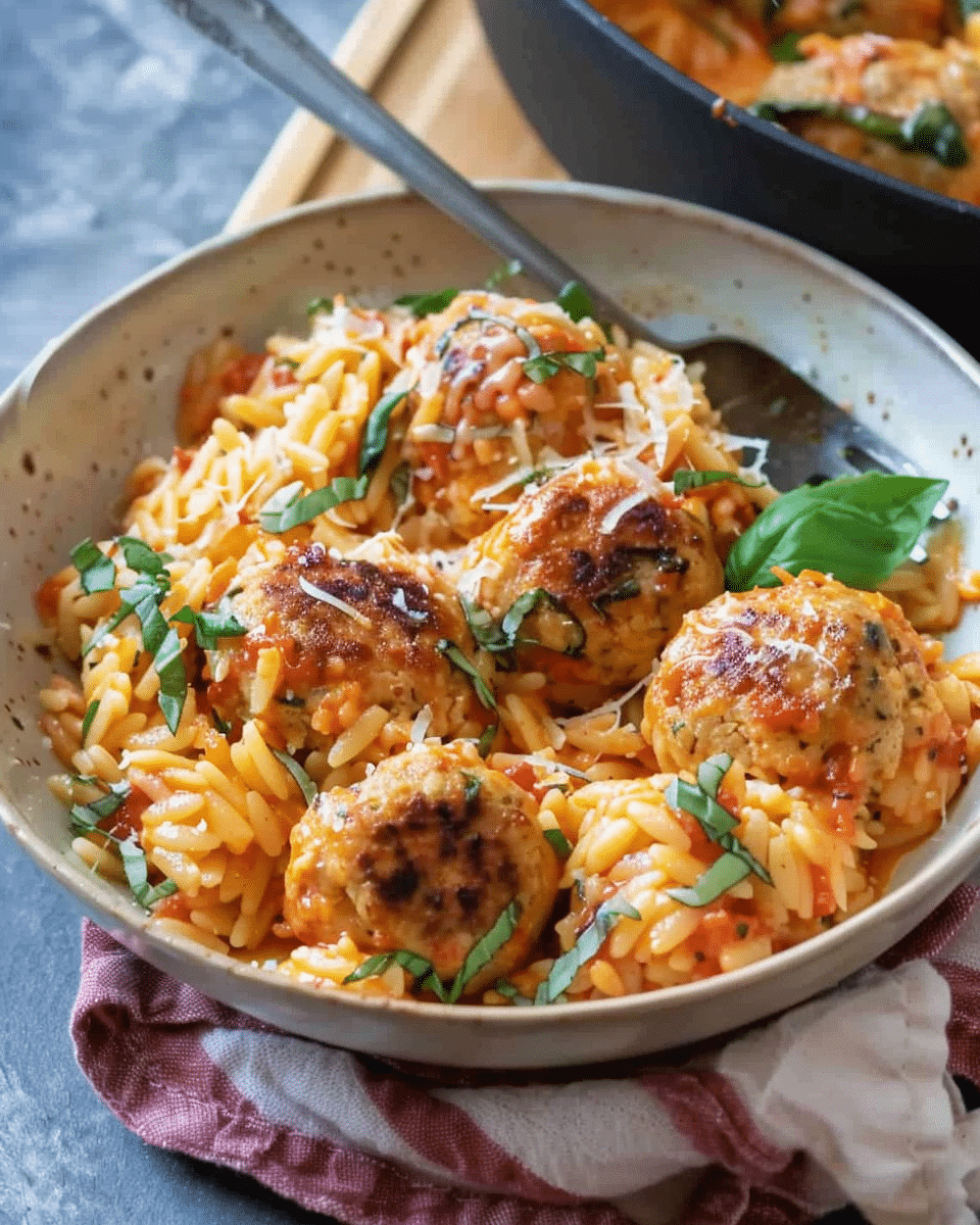 Marry Me Chicken Meatballs with Risoni