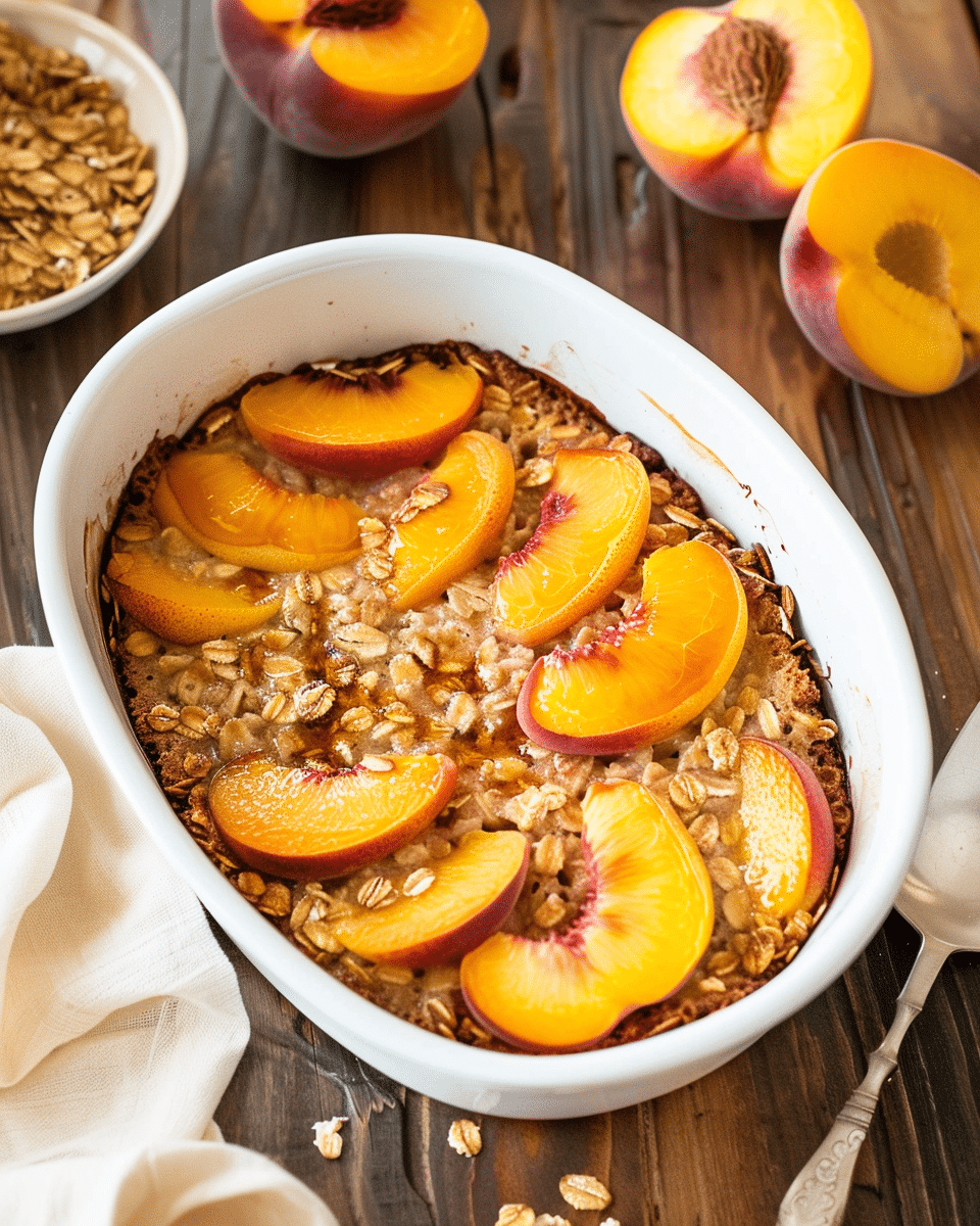 Brown Butter Peach Baked Oatmeal