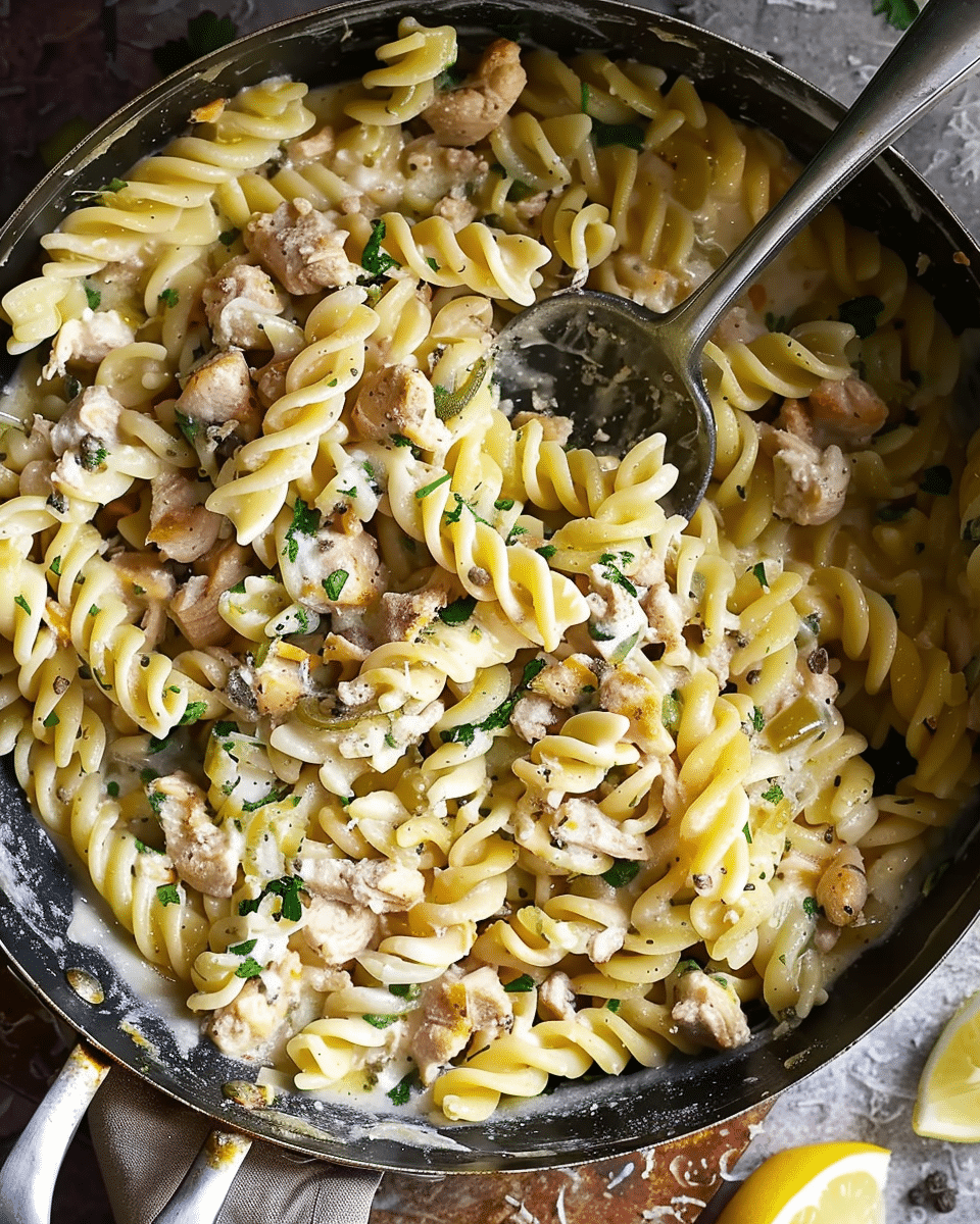 Ground Chicken Piccata Pasta