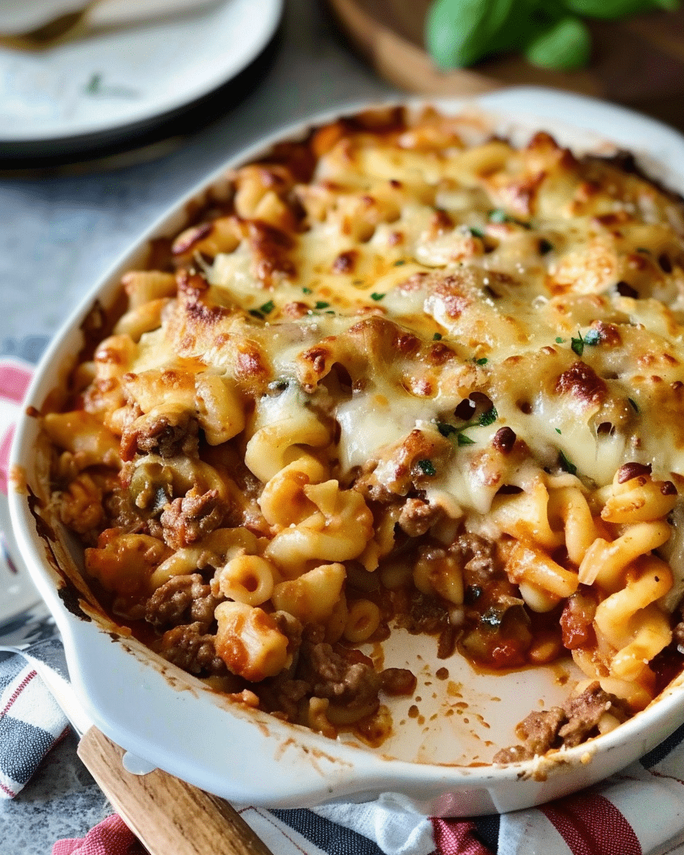 High Protein Italian Beef and Pasta Bake