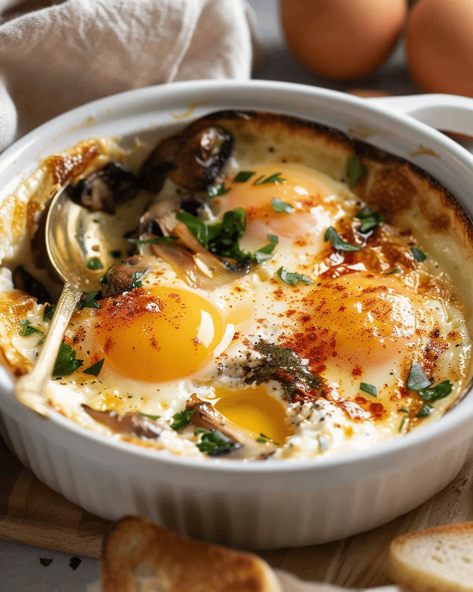 Baked Eggs with Mushrooms