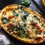 Spaghetti Squash with Creamed Spinach and Chicken