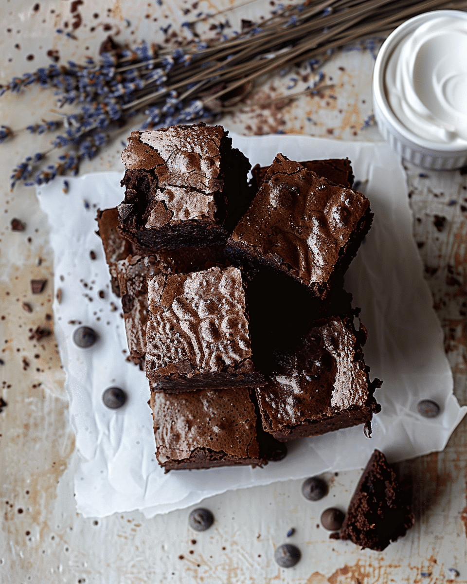 Triple Chocolate Lavender Brownies