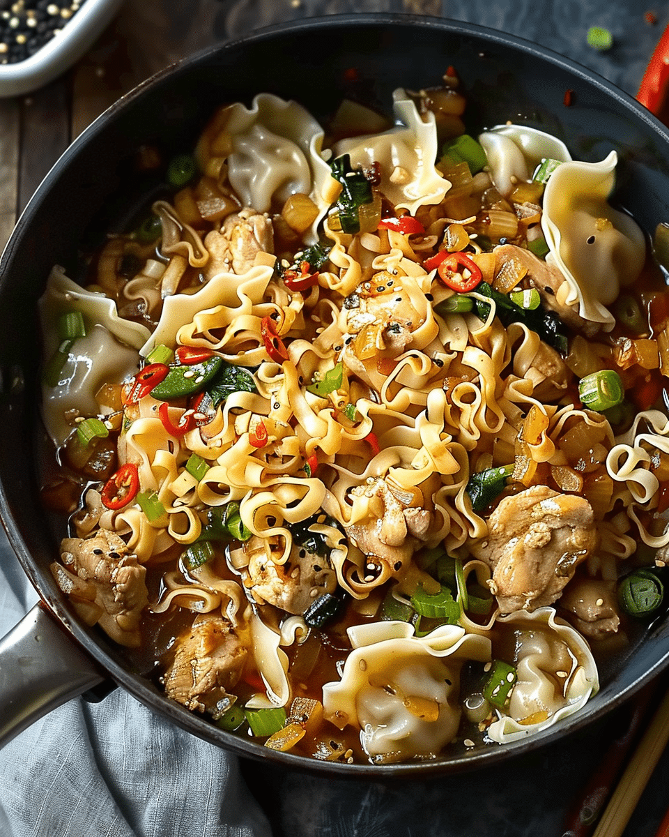 Gyoza Noodle Chicken Skillet