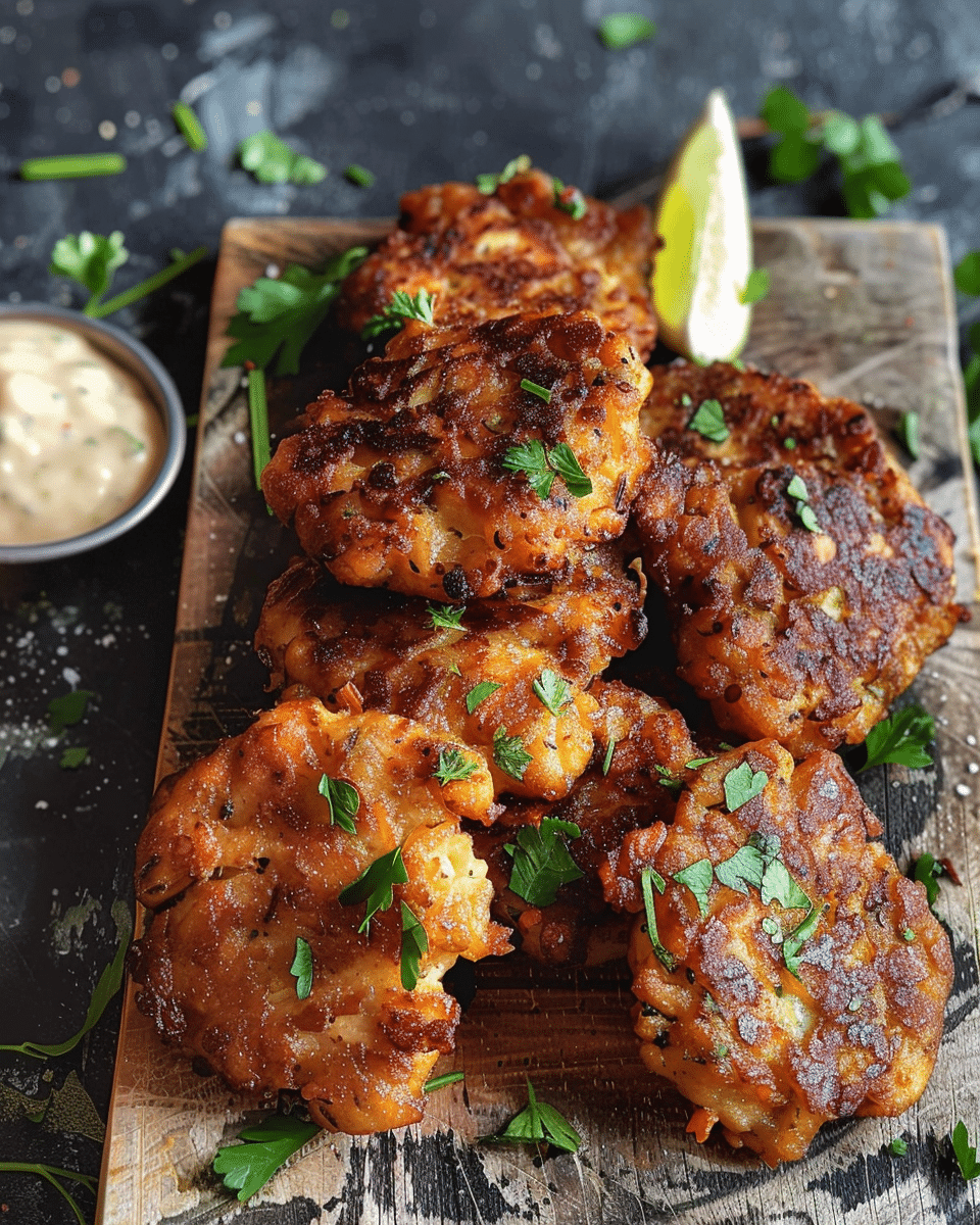 Cheesy Spicy Chicken Fritters