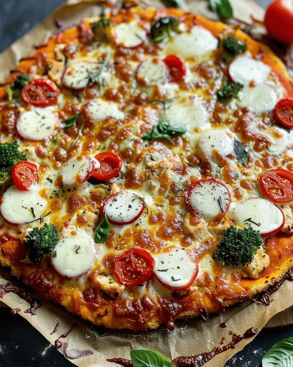 Broccoli Chicken Crust Pizza