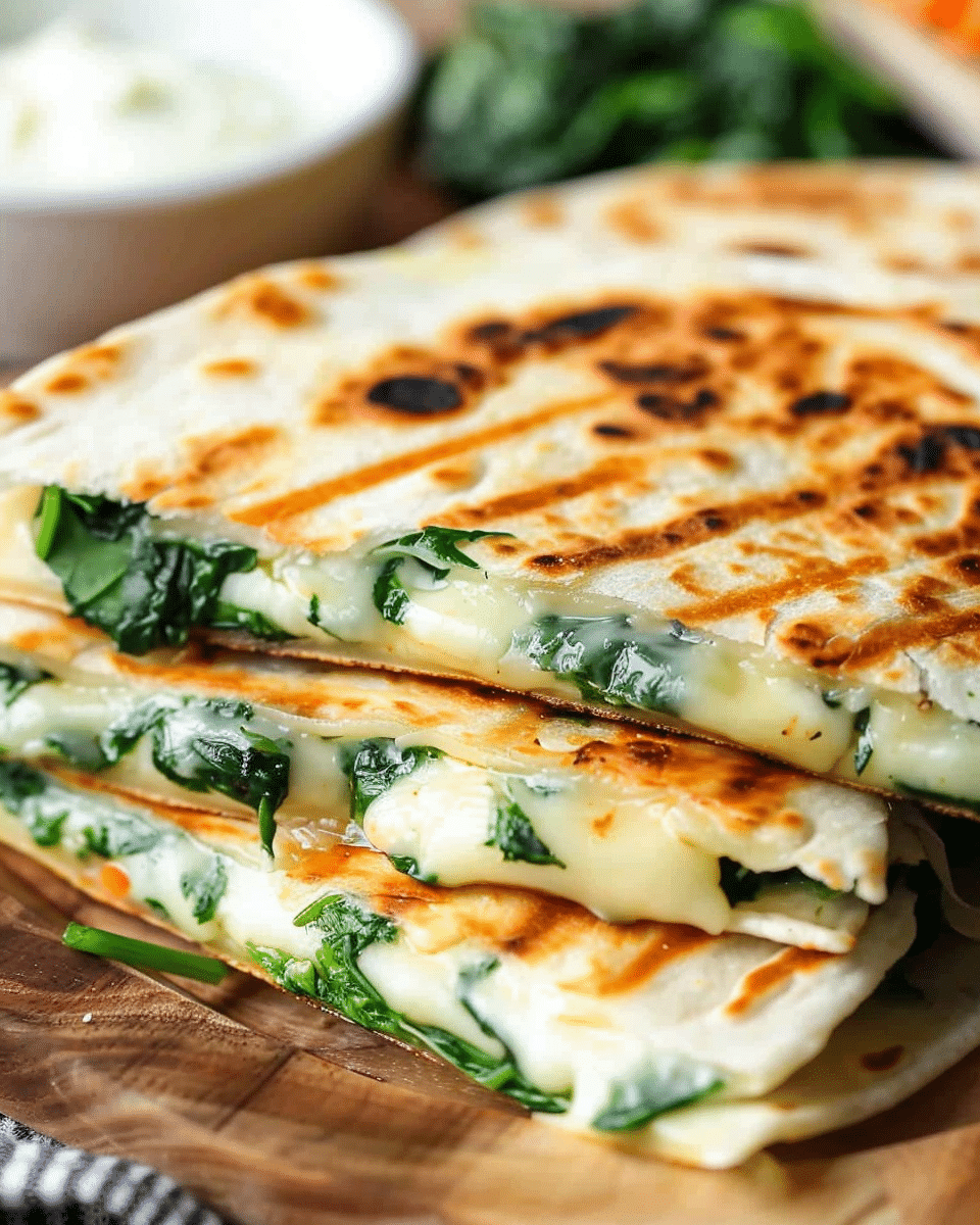 Easy Mozzarella Spinach Quesadilla