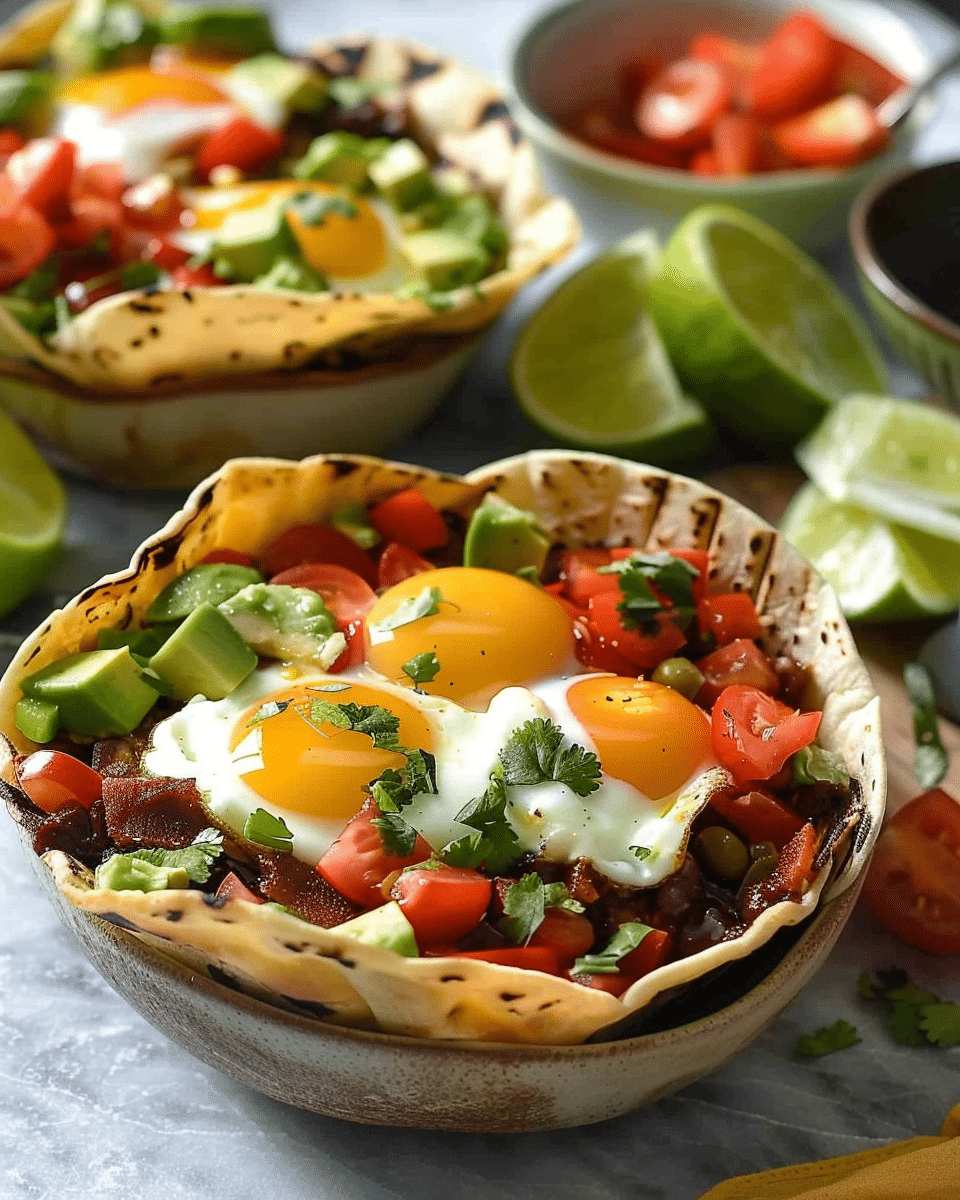 Huevos Rancheros Tortilla Bowls