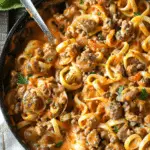 Roasted Red Pepper Beef Alfredo