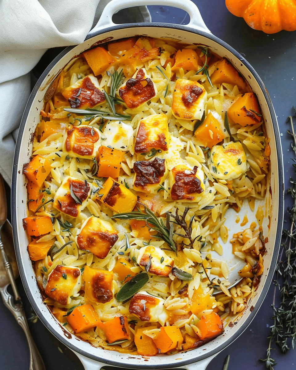 Halloumi & Butternut Squash Orzo Bake